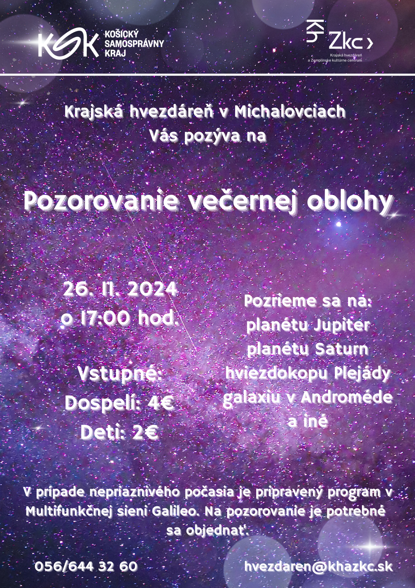 Astronomické pozorovania pre verejnosť "Všetky oči hore!"