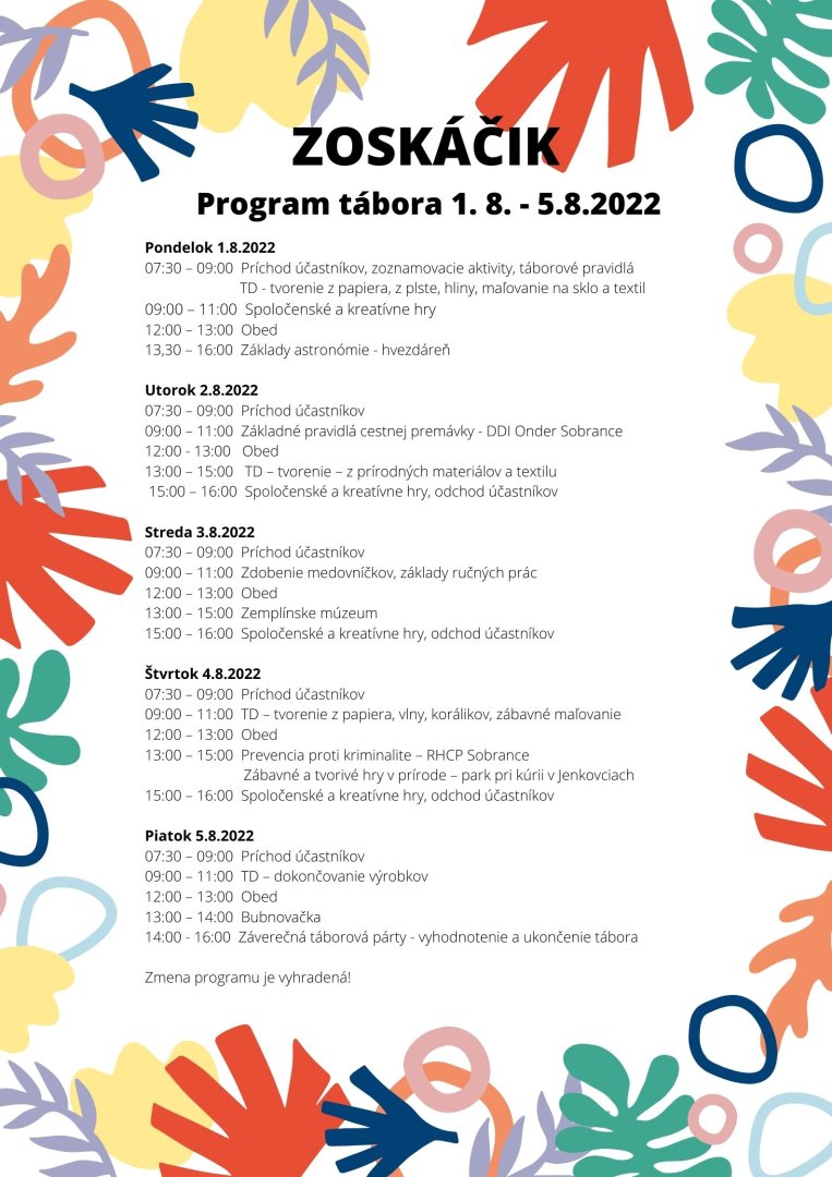 III. turnus - ZOSKÁČIK 2022