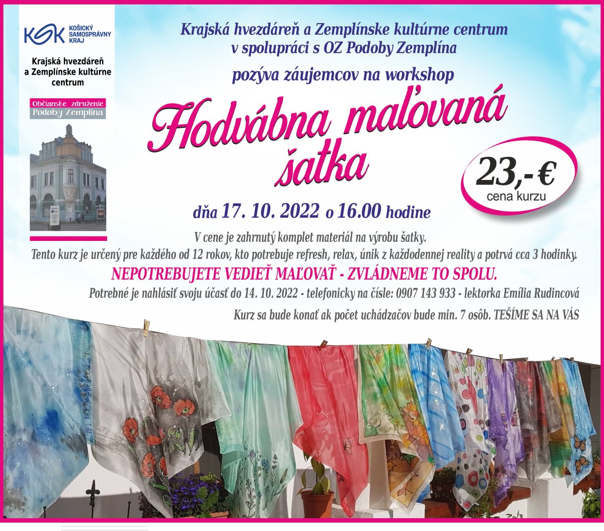 Hodvábna maľovaná šatka-workshop
