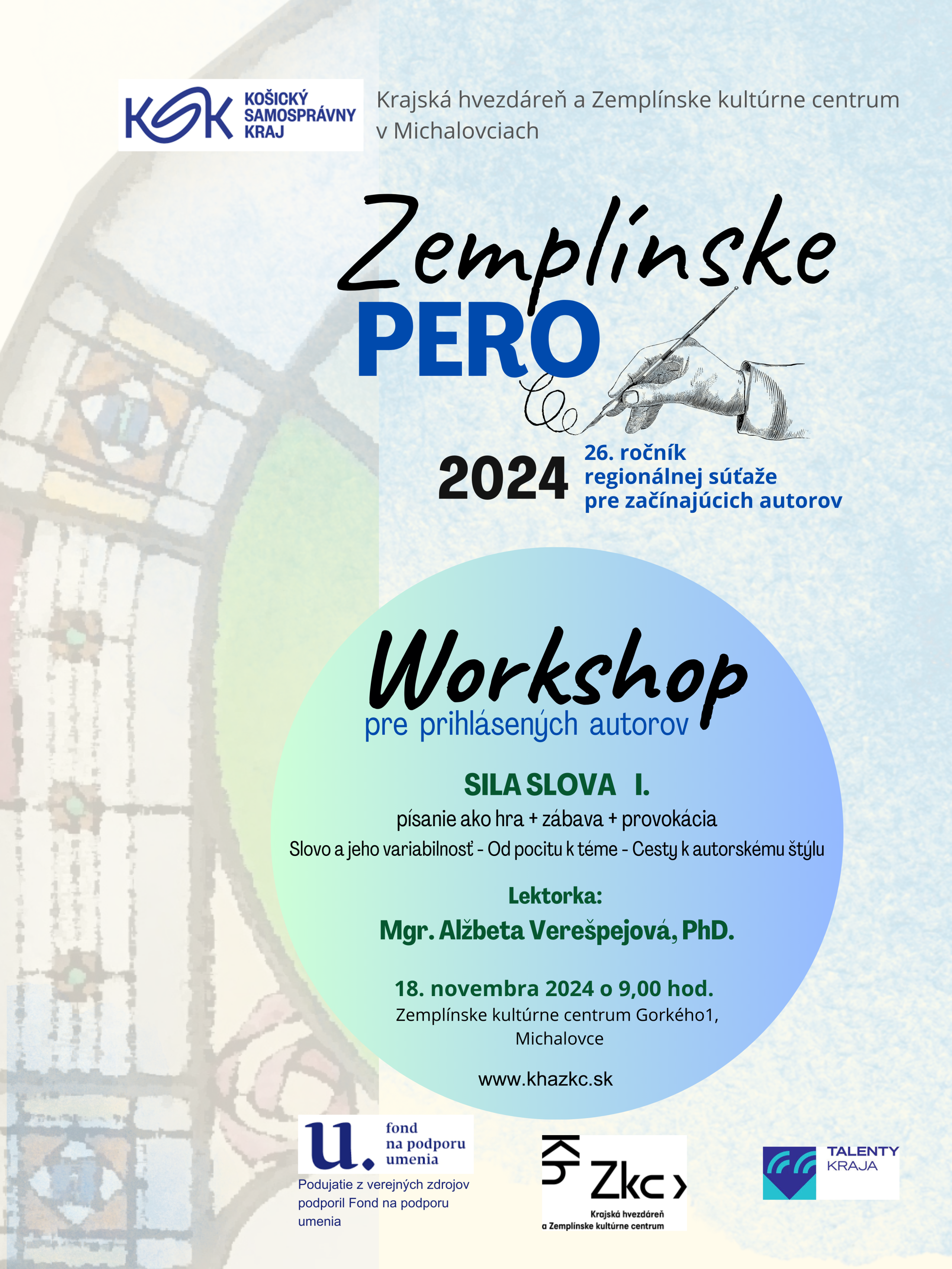 Workshop I.  pre prihlásených autorov do súťaže Zemplínske pero 2024