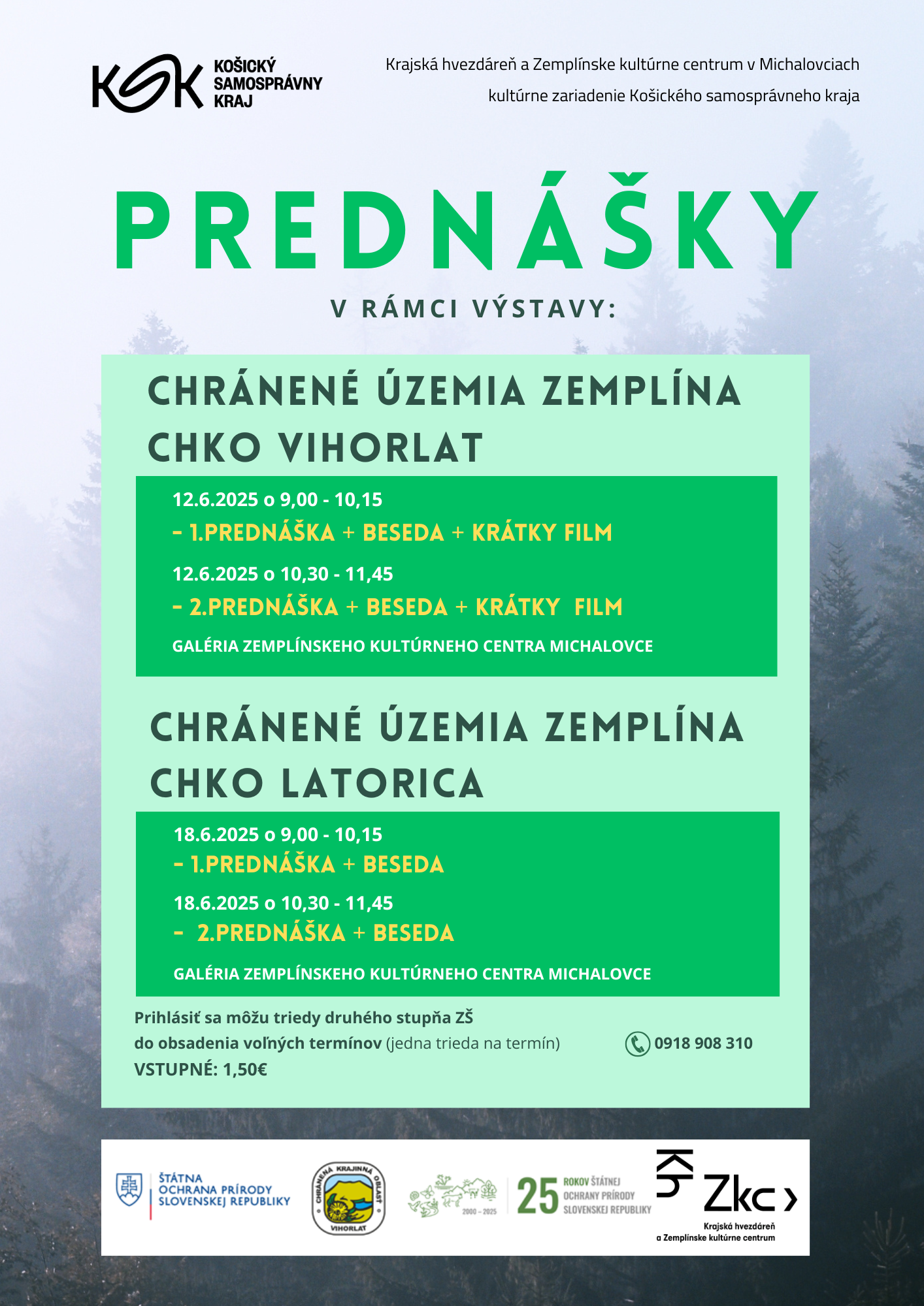 Ponuka:  Prednášky v rámci výstavy -  Chránené územia Zemplína