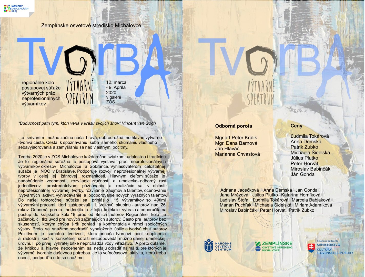 TVORBA 2020 -reg. postupová súťaž a výstava prác nepr