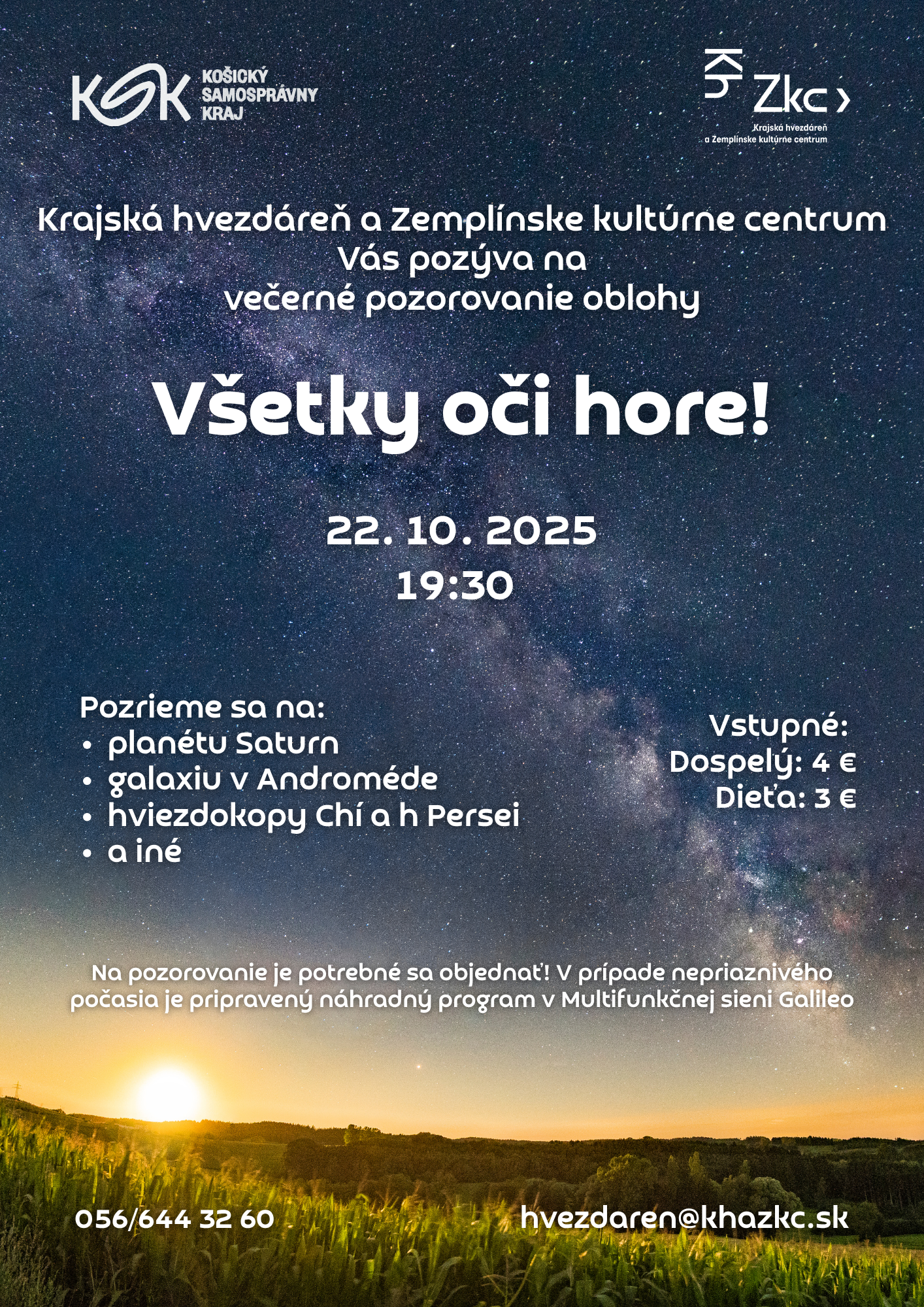 Večerné pozorovanie oblohy - Všetky oči hore!