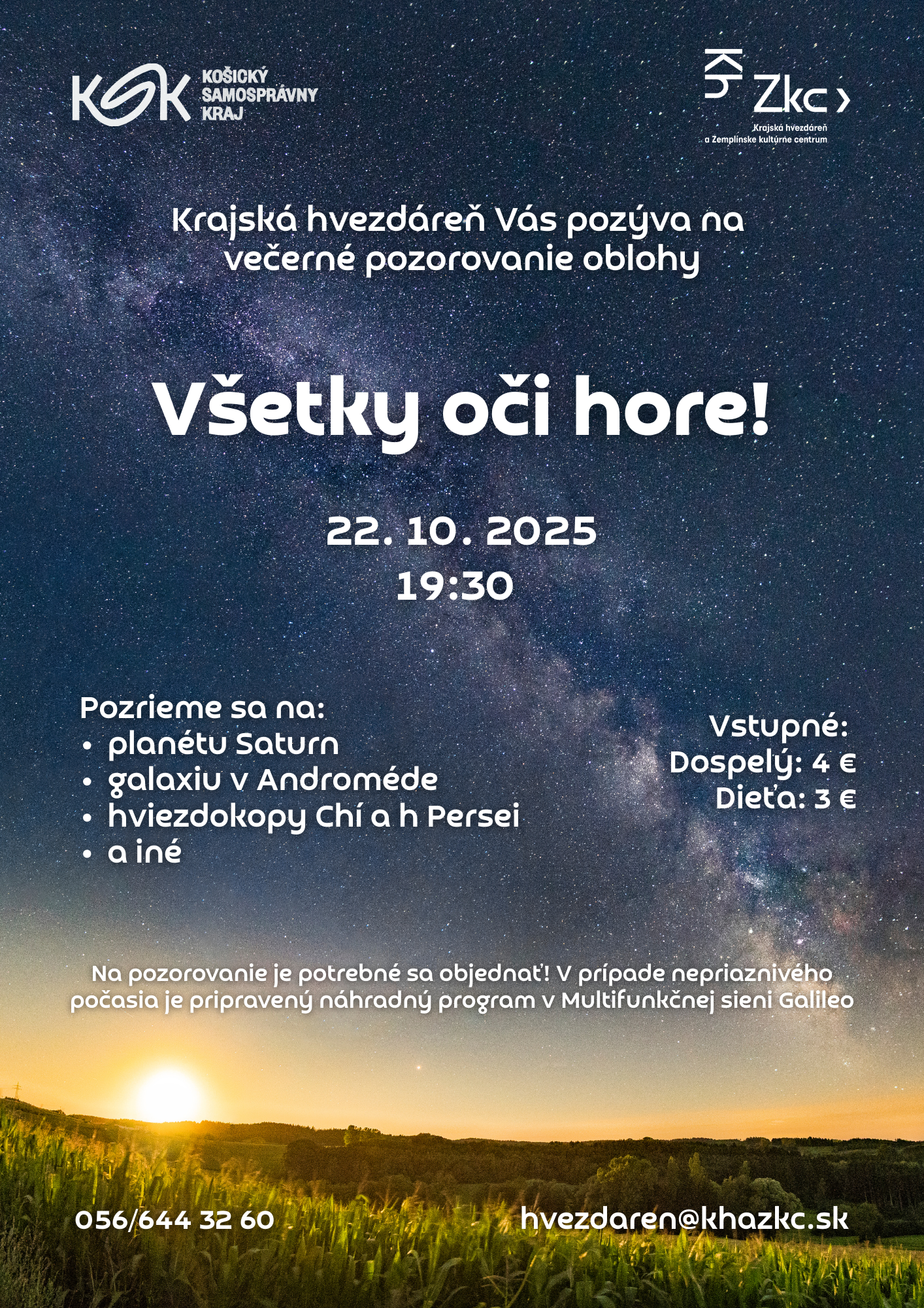 Večerné pozorovanie oblohy - Všetky oči hore!