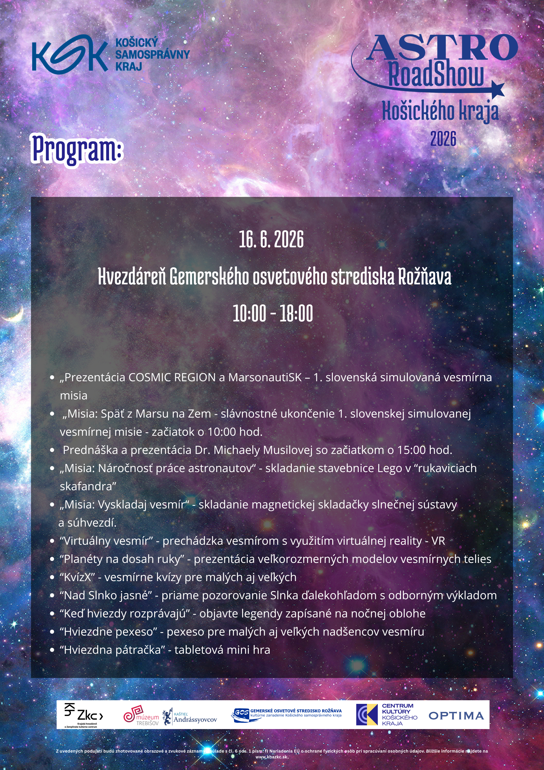 AstroRoadShow Košického kraja 2026 - Rožňava