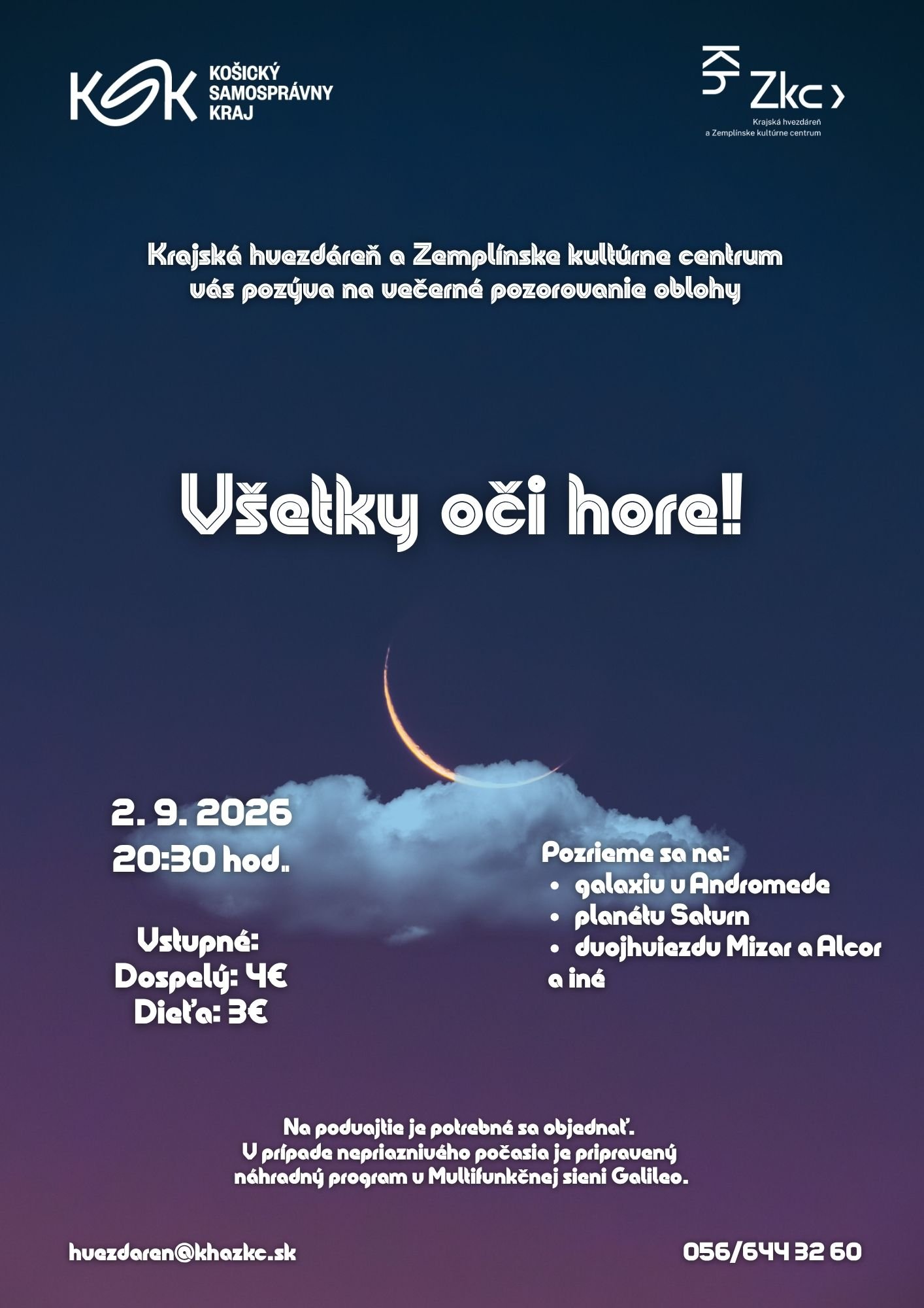"Všetky oči hore!" - večerné pozorovanie oblohy