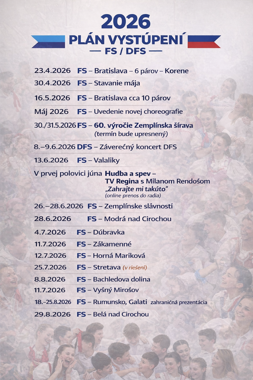 Podujatia FS Zemplín a DFS Zemplínik pre rok 2026